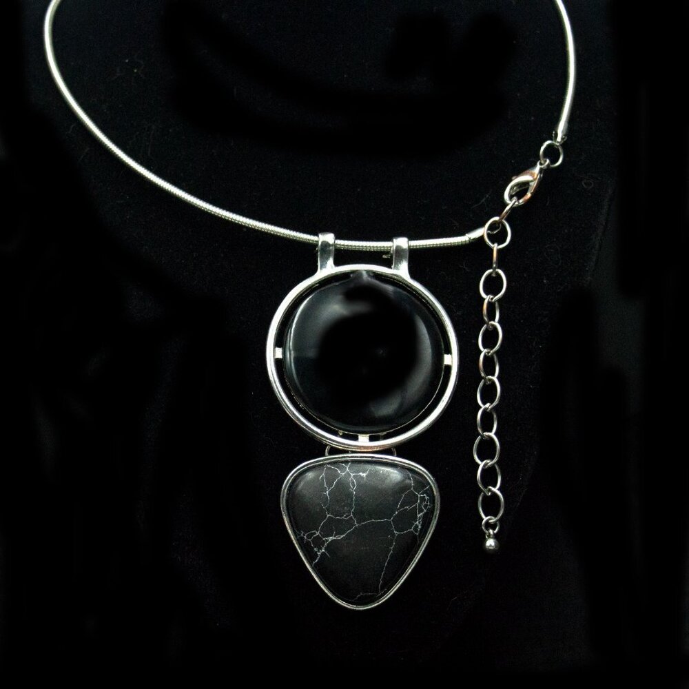 Round & Triangular Double Drop Necklace - Jntbs2 - image 2